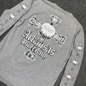 Arkansas‎ Bike Rally 2009 Shirt Size Medium Gray Motorcycle Skull Grunge